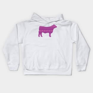 Show Steer Livestock with Pink Southwest Pattern Kids Hoodie